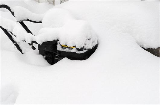 Lawn Mower covered in snow